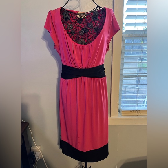 Roulette Dresses Roulette Pink And Black Midi Dress Size L Poshmark